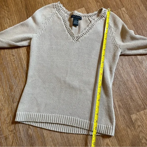 SOLD The Limited Beige V-Neck Sweater with Knit Detail and Bell Sleeves - Picture 6 of 6